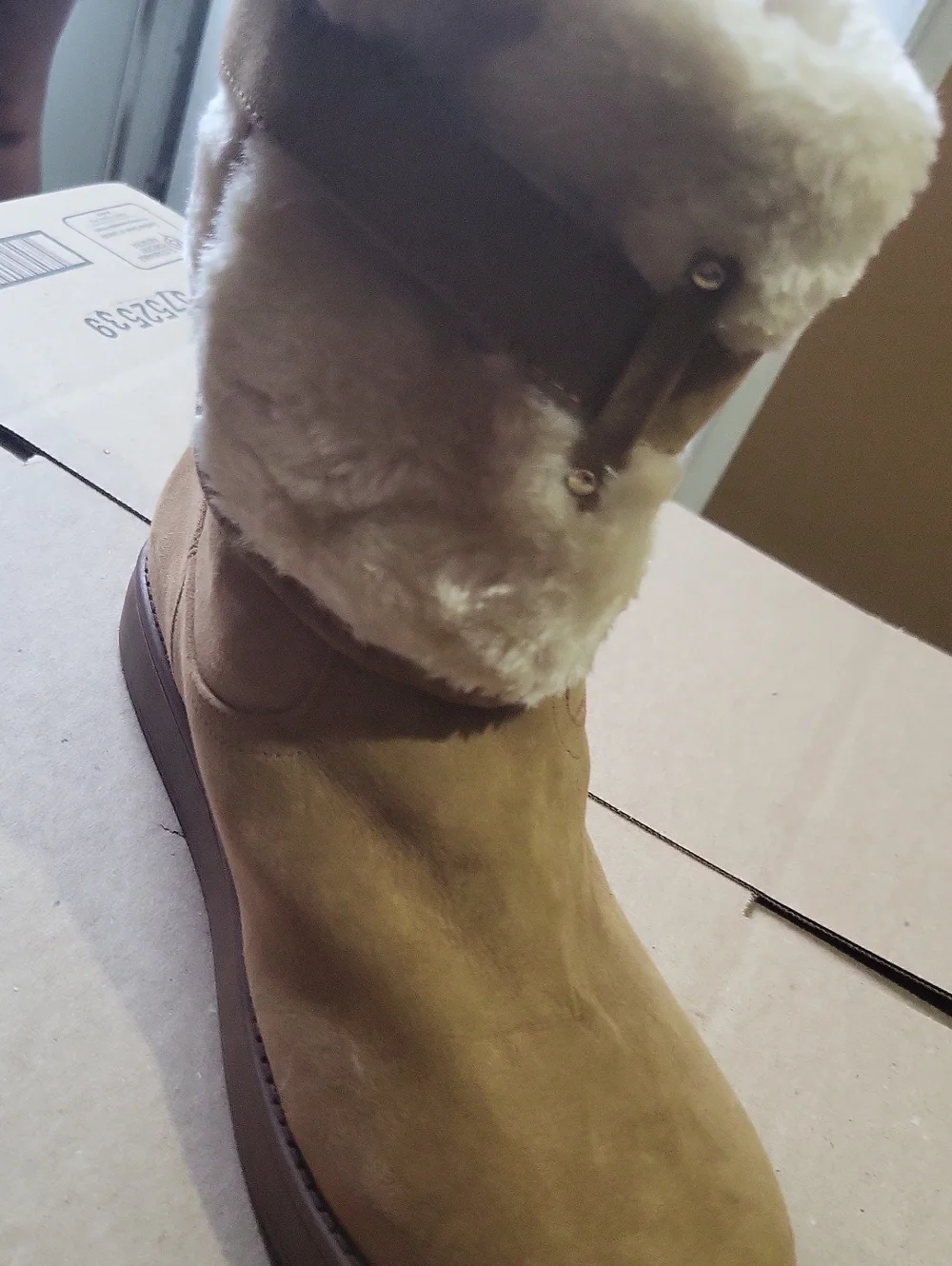 Women's Tan Faux-Shearling Mid-Calf Winter Boots